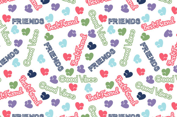 Best Friends Text Seamless Pattern for Creative Projects