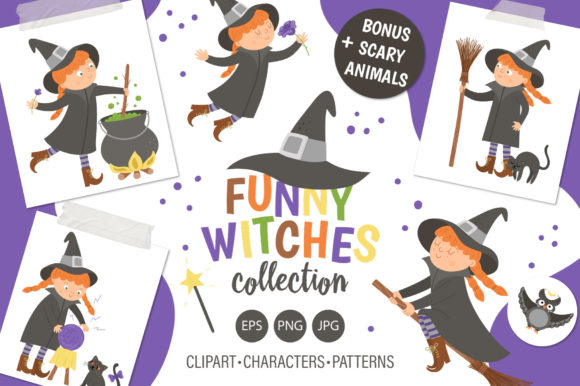 Funny Witches Collection: Playful Halloween Design Assets