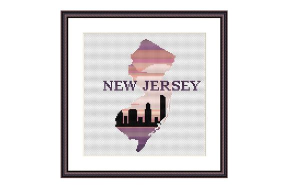 New Jersey Map Silhouette Cross Stitch Pattern Guide