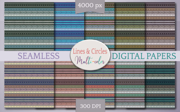 Seamless Lines Circles Digital Paper for Creative Projects